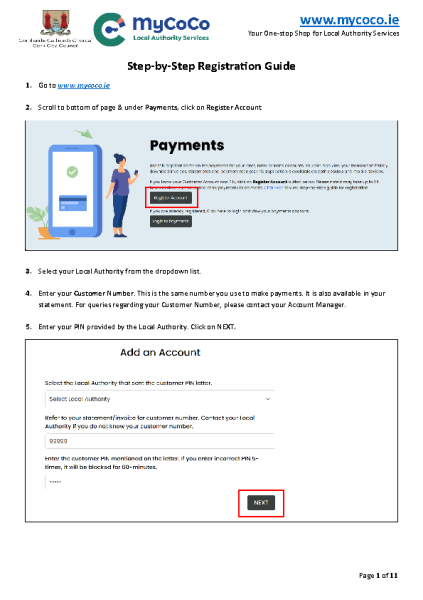 MYCoco payments step by step guide front page preview
                              