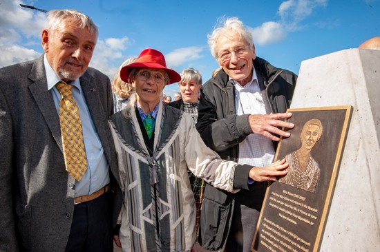 Patrick Danjou, Charlotte Berger-Greneche and Georges Koltein at Mary Elmes Bridge