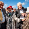 Patrick Danjou, Charlotte Berger-Greneche and Georges Koltein at Mary Elmes Bridge