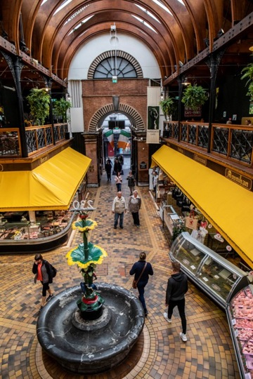 Down angle shot of english market fountain