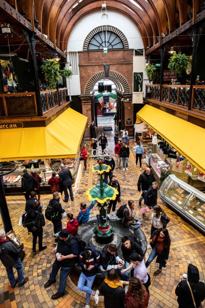 View of English market fountain from above