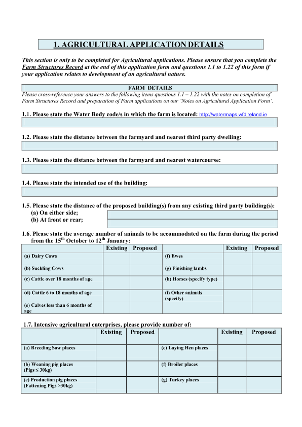 Agricultural Application Details