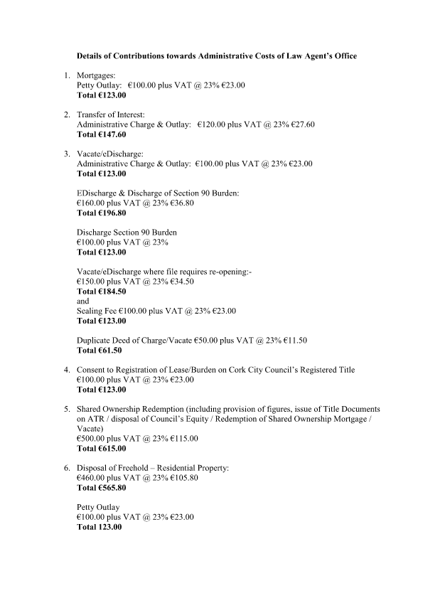 Details of Contributions towards Administrative Costs of Law 