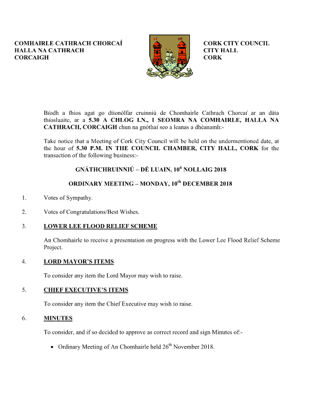 2018-12-10 - Agenda - Council Meeting