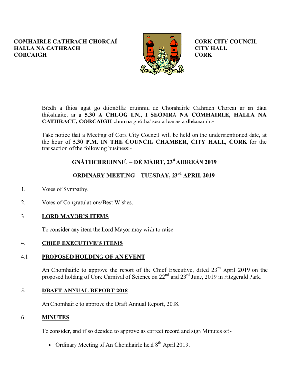 2019-04-23 - Agenda - Council Meeting