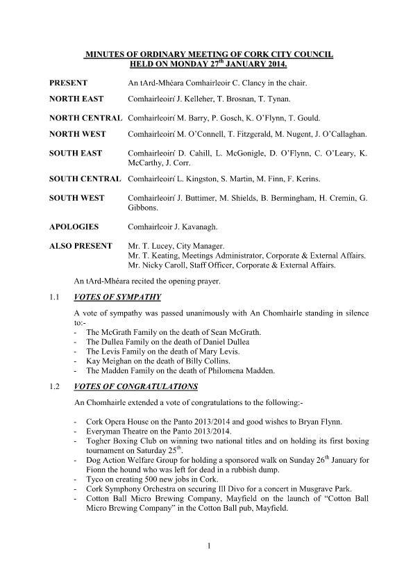 2014-01-27 - Minutes - Council Meeting