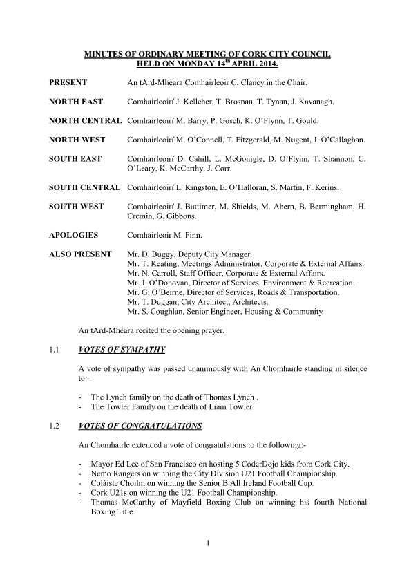 2014-04-14 - Minutes - Council Meeting