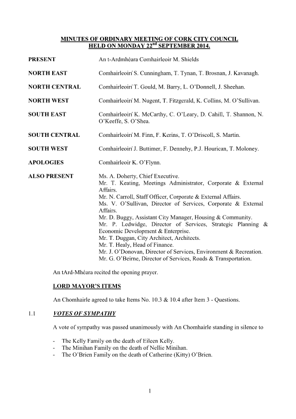 2014-09-22 - Minutes - Council Meeting