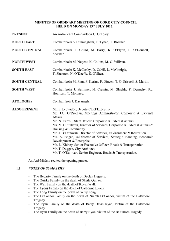 2015-07-13 - Minutes - Council Meeting