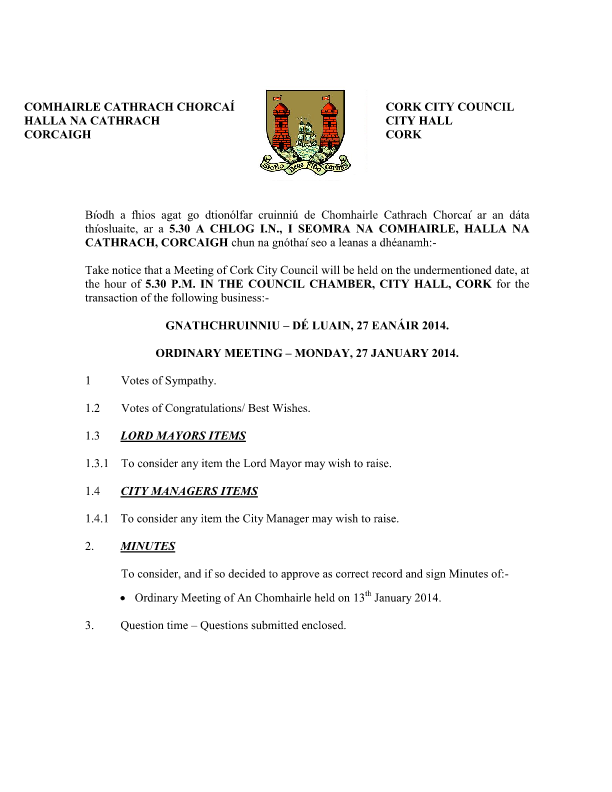 2014-01-27 - Agenda - Council Meeting