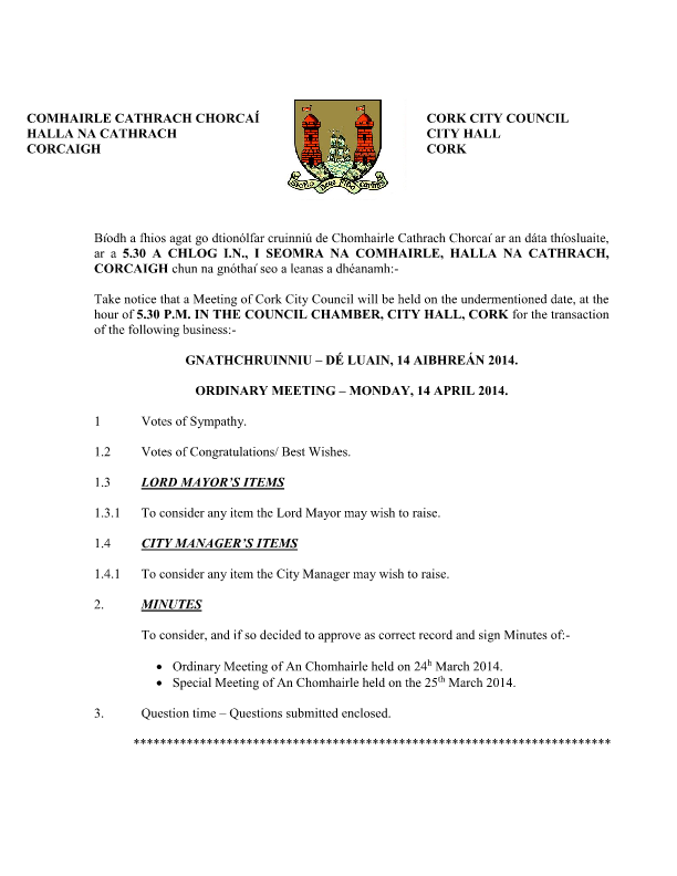 2014-04-14 - Agenda - Council Meeting