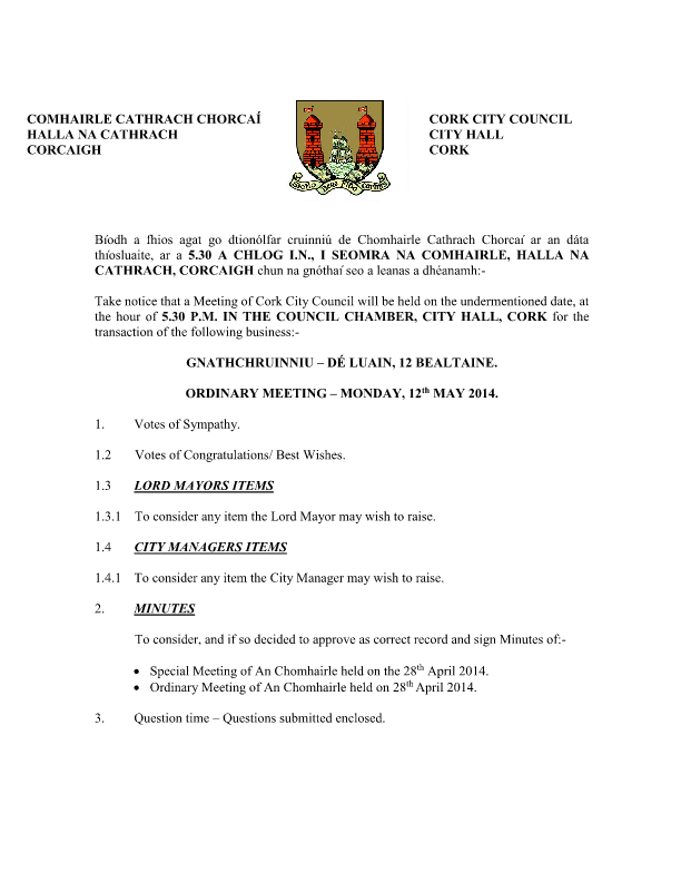 2014-05-12 - Agenda - Council Meeting