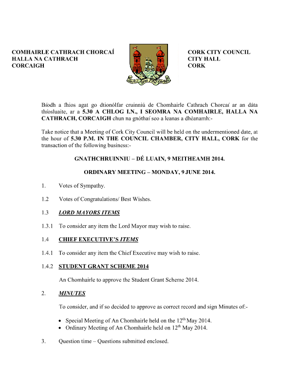 2014-06-09 - Agenda - Council Meeting