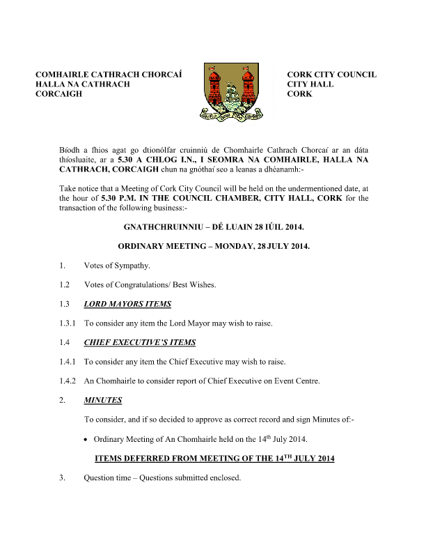 2014-07-28 - Agenda - Council Meeting