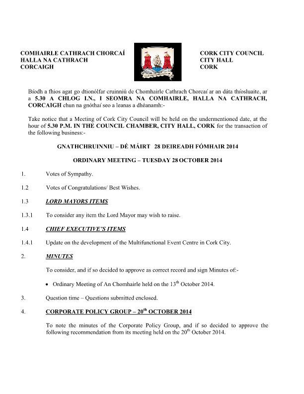 2014-10-28 - Agenda - Council Meeting