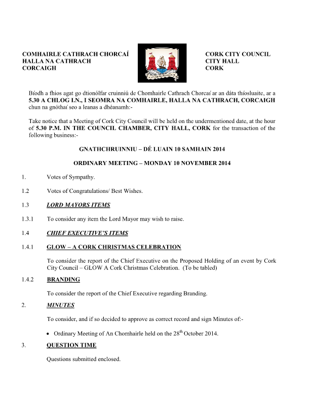 2014-11-10 - Agenda - Council Meeting