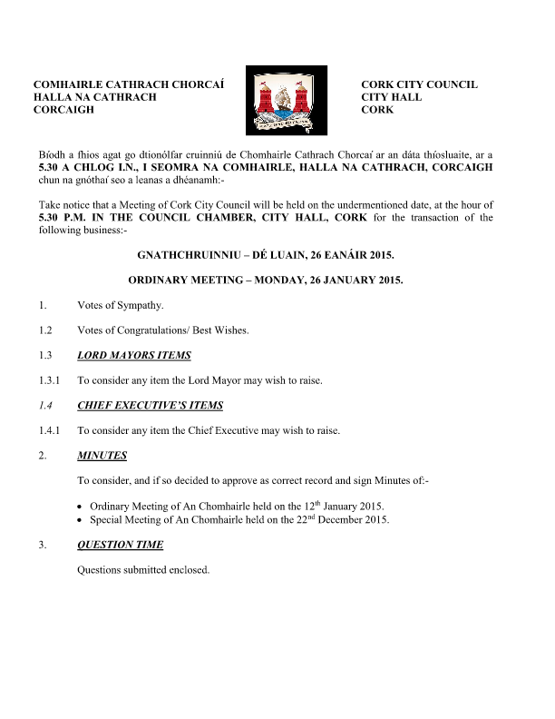 2015-01-26 - Agenda - Council Meeting