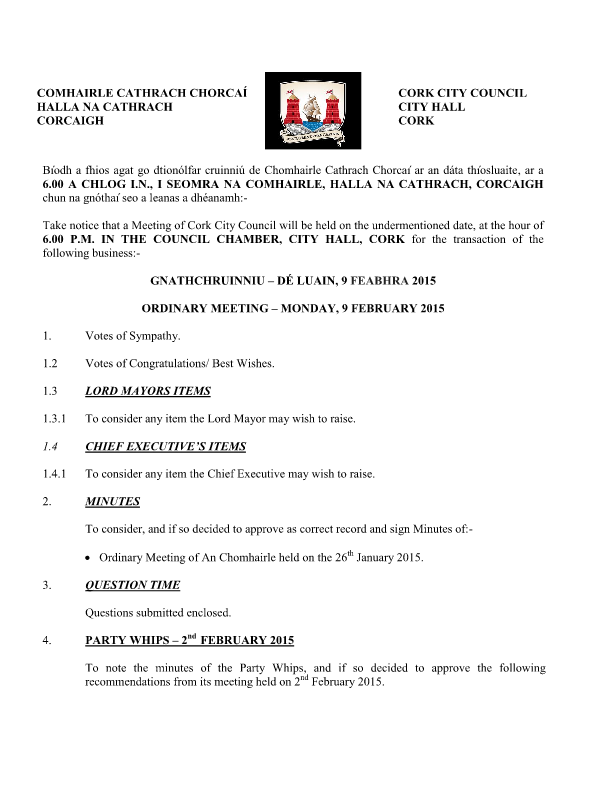 2015-02-09 - Agenda - Council Meeting