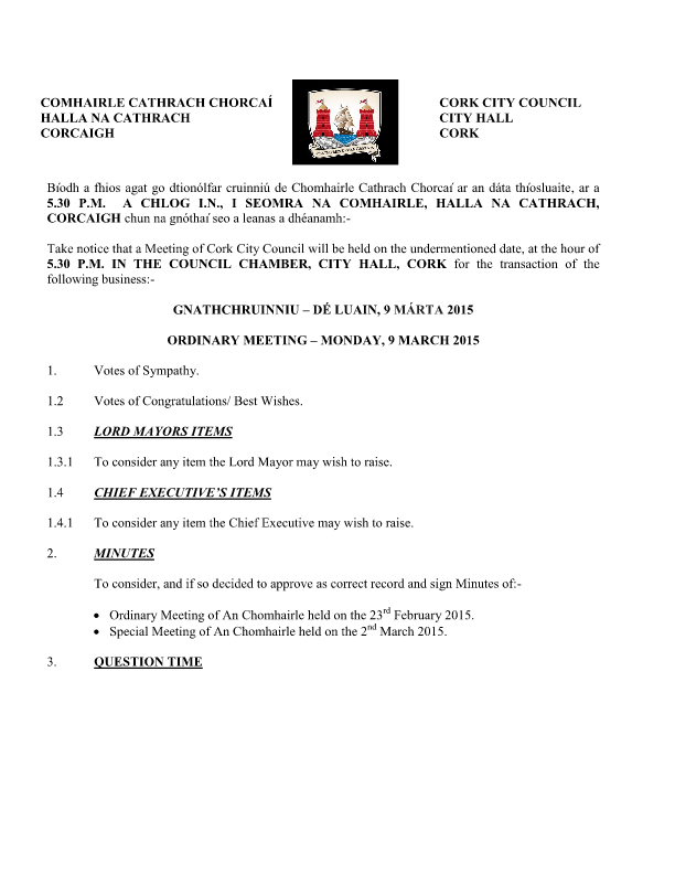 2015-03-09 - Agenda - Council Meeting