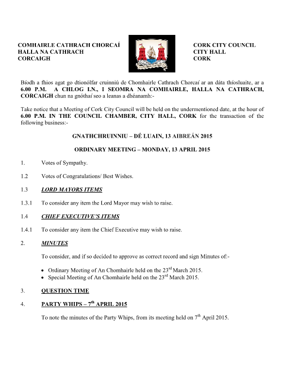 2015-04-13 - Agenda - Council Meeting