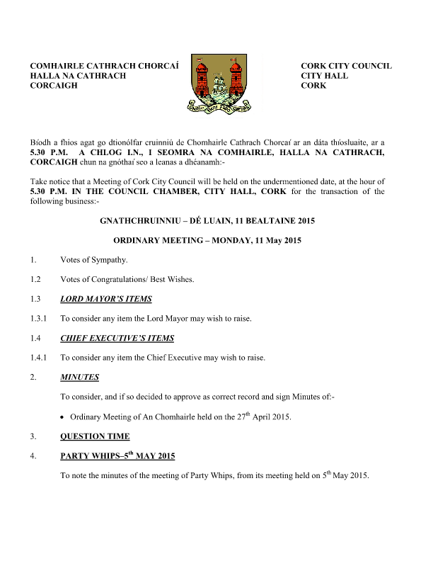 2015-05-11 - Agenda - Council Meeting