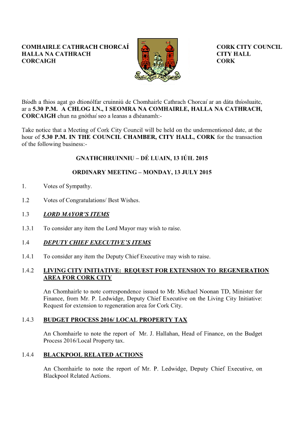 2015-07-13 - Agenda - Council Meeting