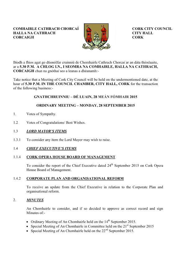 2015-09-28 - Agenda - Council Meeting