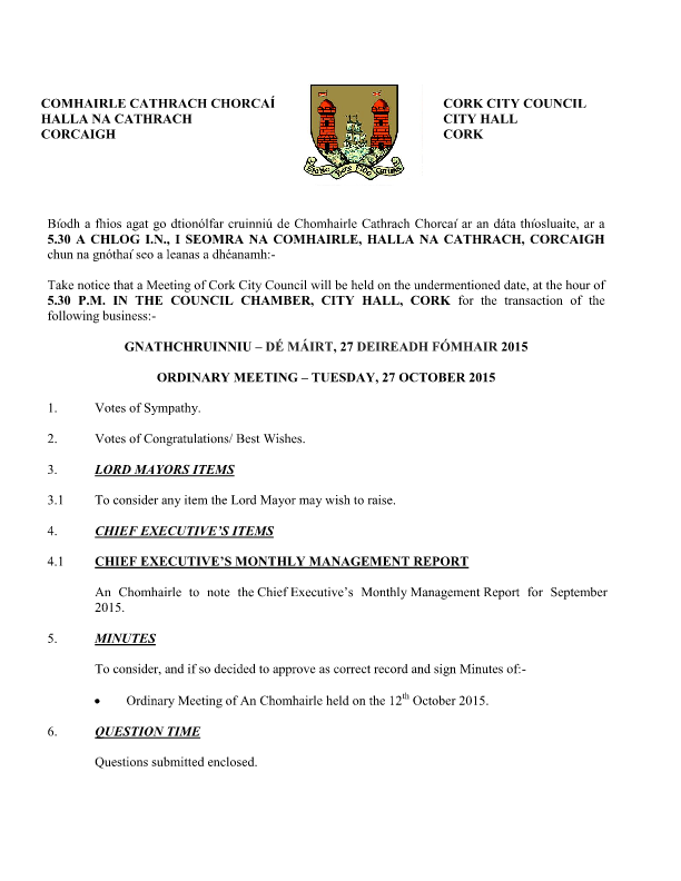 2015-10-27 - Agenda - Council Meeting