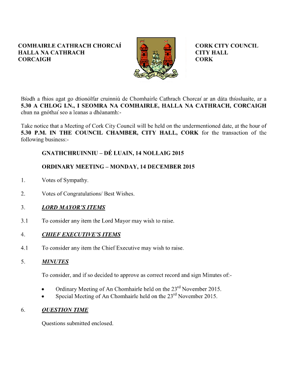 2015-12-14 - Agenda - Council Meeting