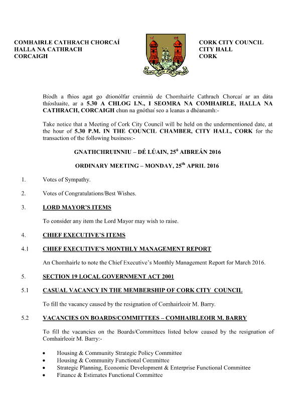 2016-04-25 - Agenda - Council Meeting