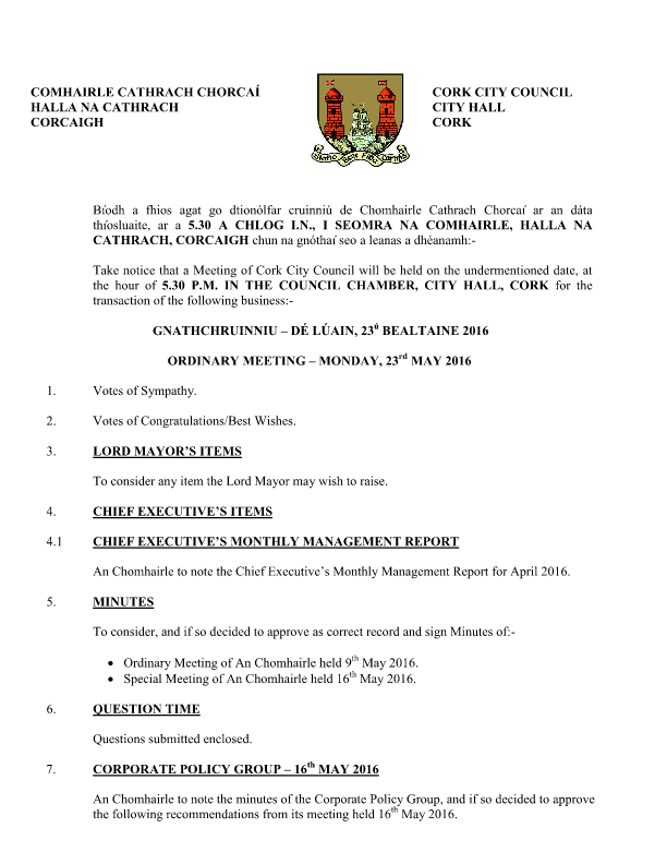 2016-05-23 - Agenda - Council Meeting