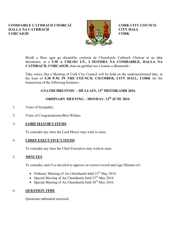 2016-06-13 - Agenda - Council Meeting