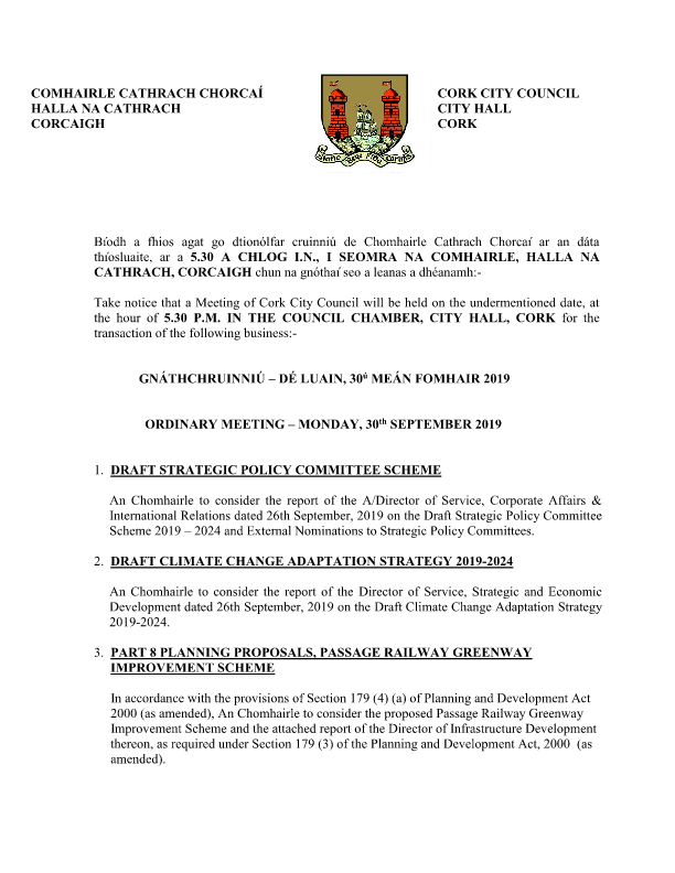 2019-09-30 - Agenda - Council Meeting