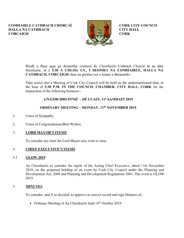 2019-11-11 - Agenda - Council Meeting