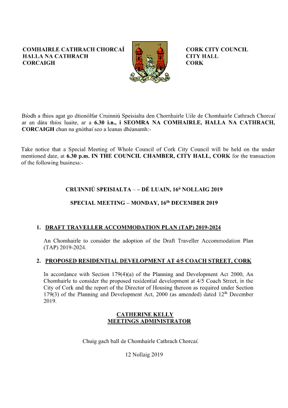 2019-12-16 - Agenda - Special-Meeting