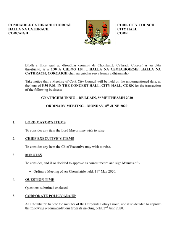 2020-06-08 - Agenda - Council Meeting