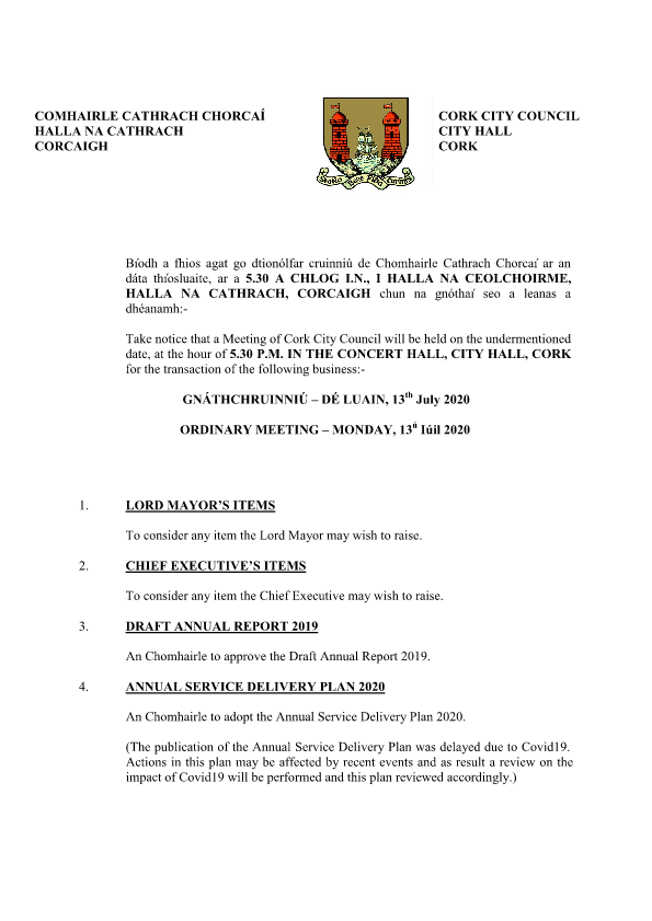 2020-07-13 - Agenda - Council Meeting