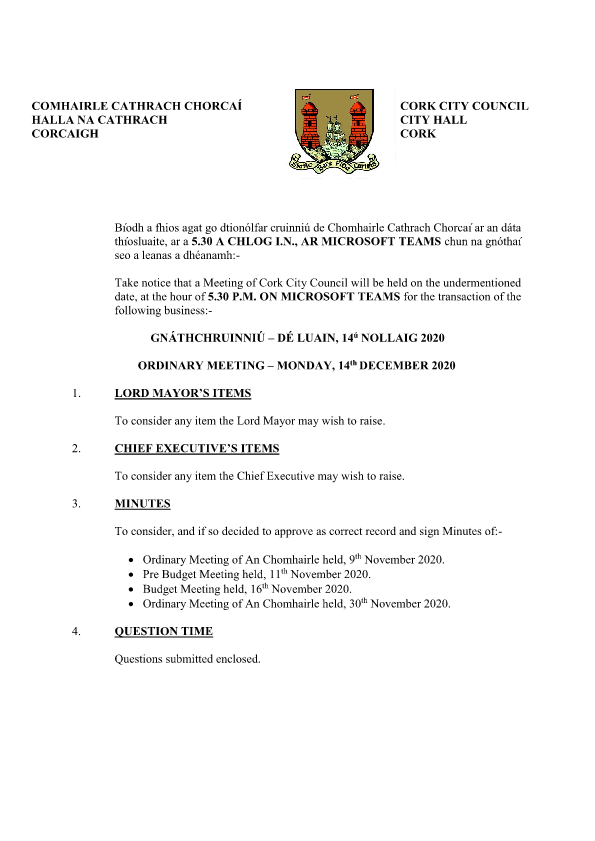 2020-12-14 - Agenda - Council Meeting