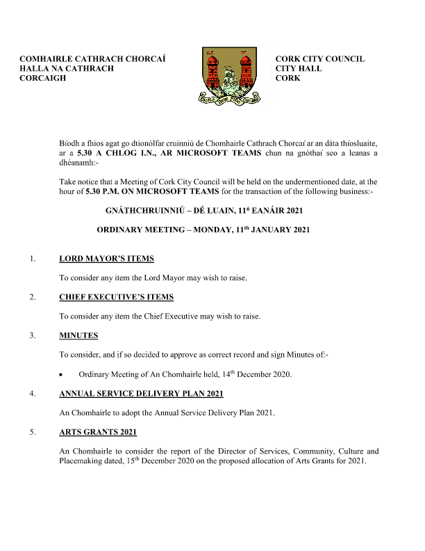 11-01-2021 - Agenda - Council Meeting