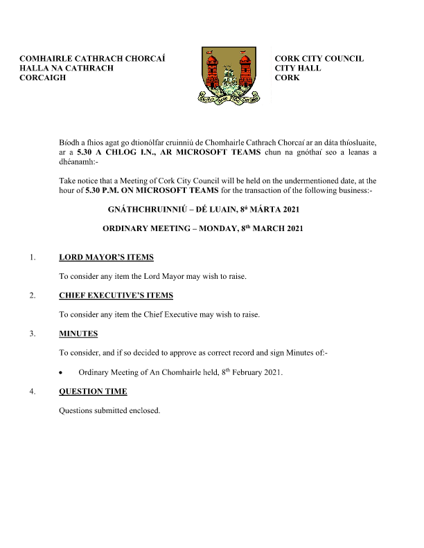 08-03-2021 - Agenda - Council Meeting