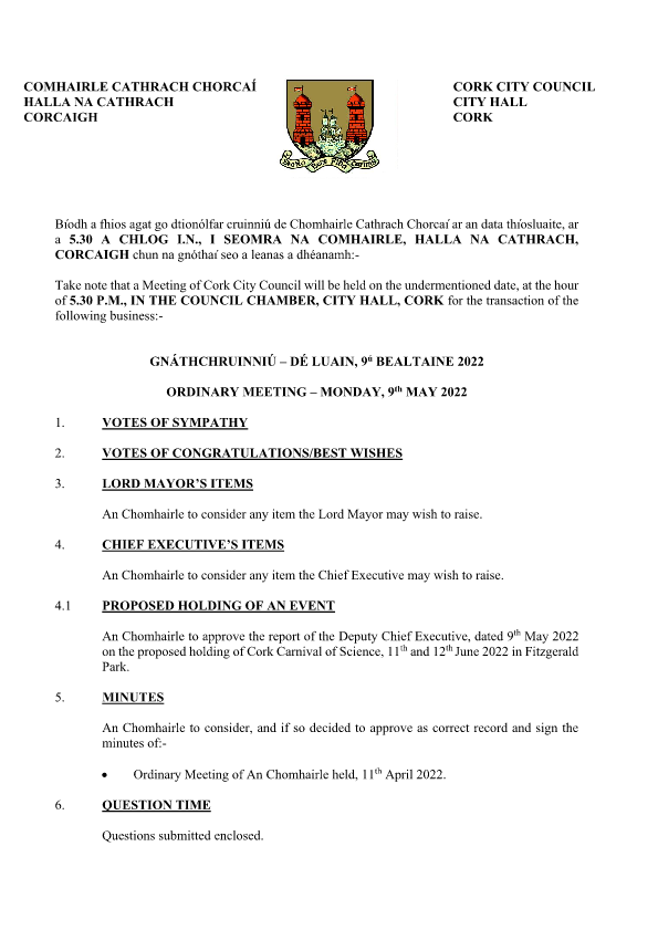 09-05-22 - Agenda - Council Meeting