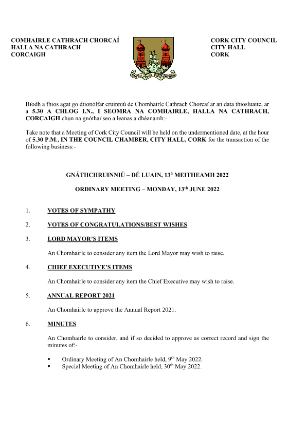 13-06-2022 - Agenda - Council Meeting