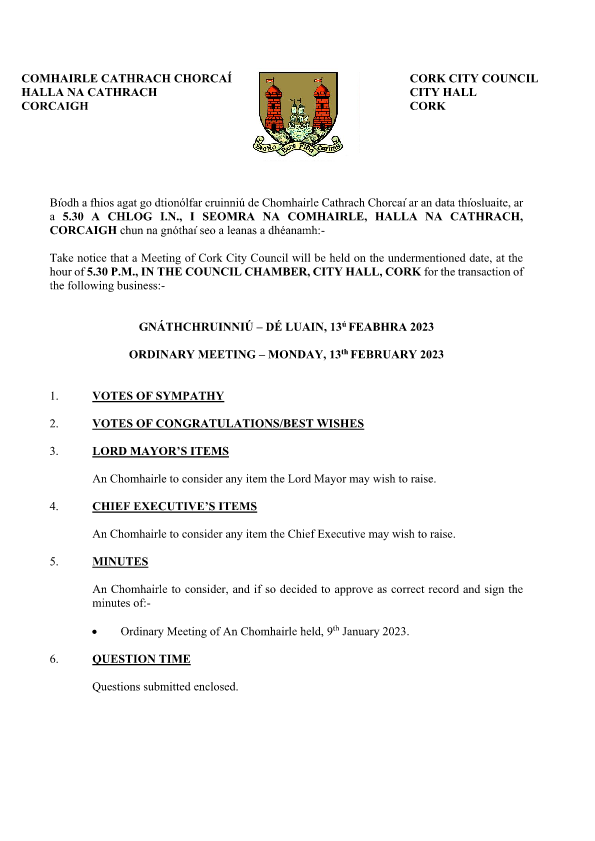 13-02-2023 - Agenda - Council Meeting