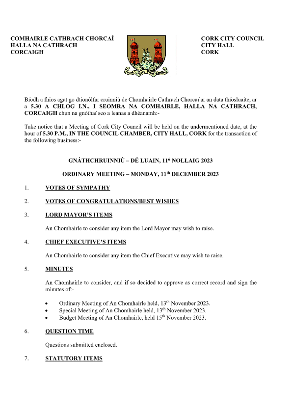 11-12-2023 - Agenda - Council Meeting