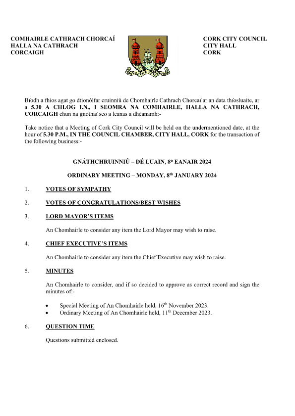 08-01-2024 - Agenda - Council Meeting