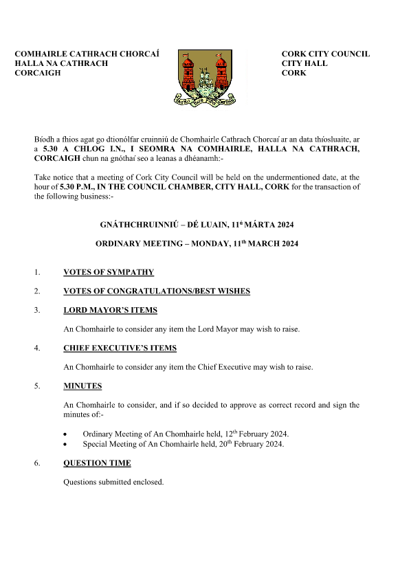 11-03-2024 - Agenda - Council Meeting