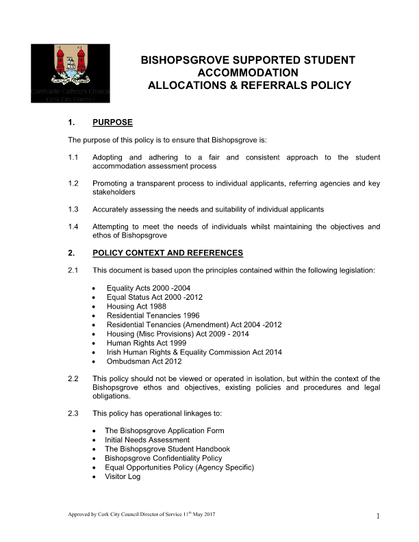 Bishopsgrove Allocations Policy